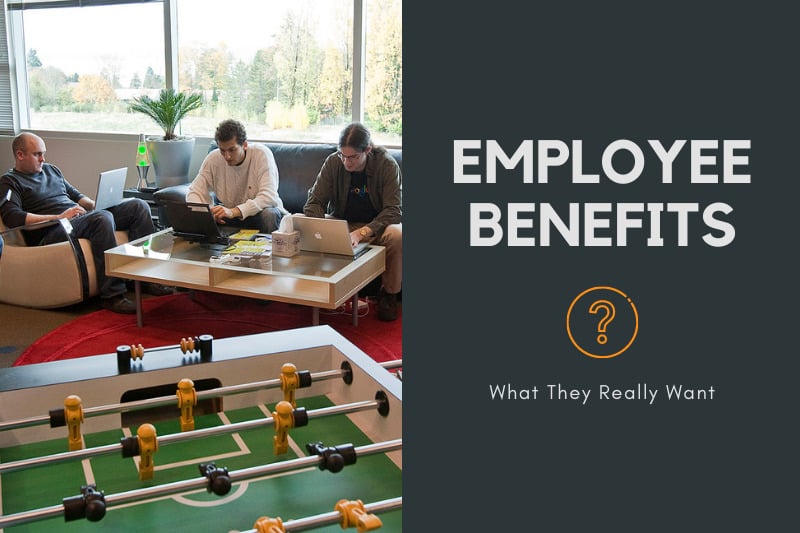 Colleagues sitting around a table and a table football, Employee Benefits: What they really want