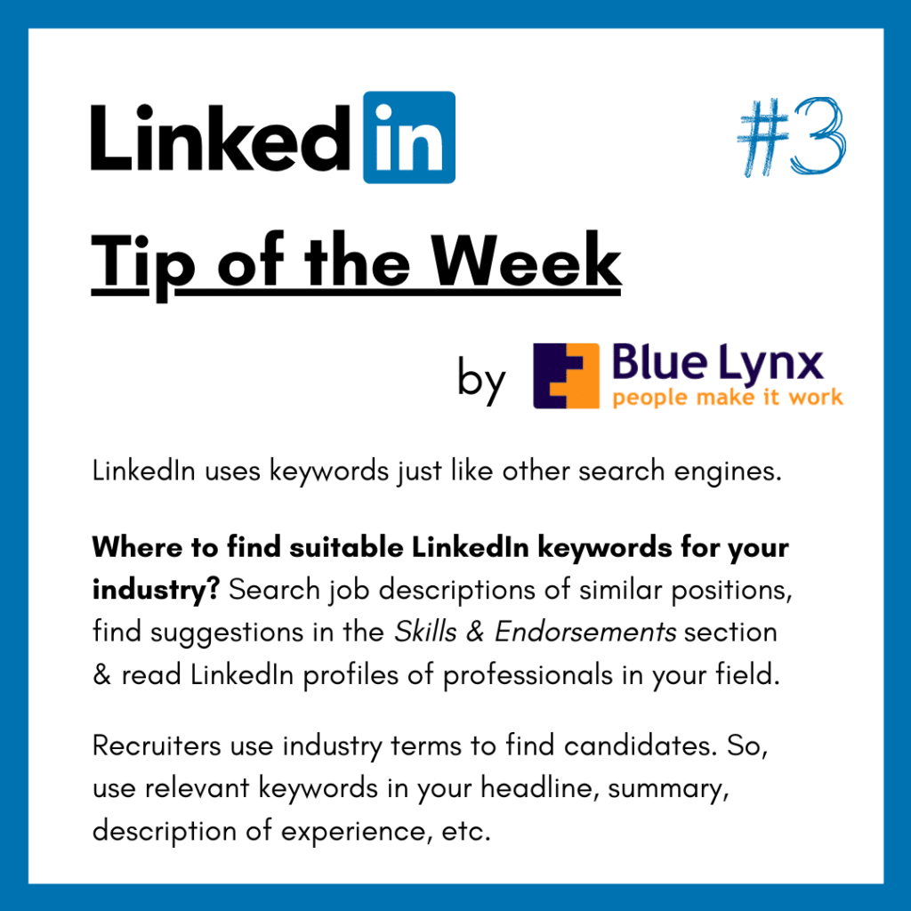 LinkedIn Tip of the Week #3: Use industry specific terms in your profile